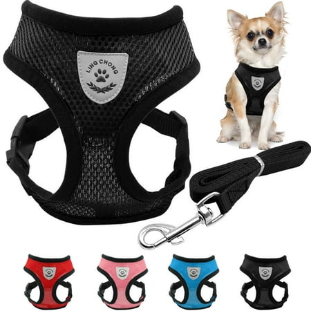 Soft Breathable Mesh Small Dog Pet Harness and Nylon Leash Lead Collar Set Puppy Vest For (Best Dog Harness For Chihuahua)