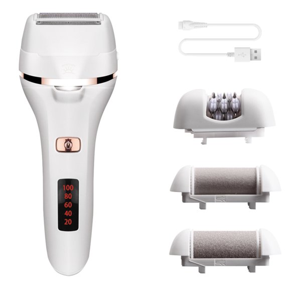 Seitruly Juego de afeitadora eléctrica 4 en 1 para mujer, recortadora de pelo sin dolor, removedor de callos USB a prueba de agua, amoladora de pie, Depiladoras Seitruly CE000566-00