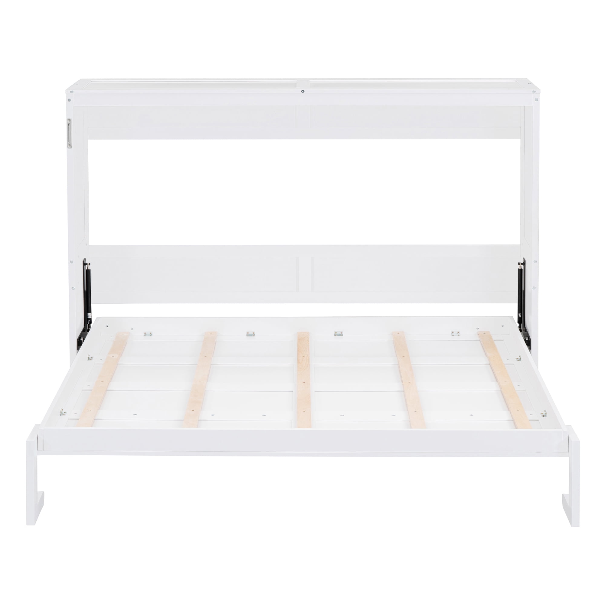 Mintazer Full Size Murphy Bed, Modern Foldable Wall Bed with Storage Shelf for Bedroom Apartment Guest Room, White