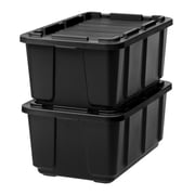 IRIS 27 Gal/108 Qt Large All-Weather Heavy-Duty Stackable Storage Plastic Bin Tote Container with Quick Snap Lid, 4Pk