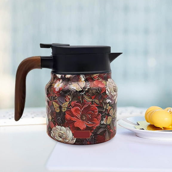 geerera 2025 New Vintage Floral Pattern Tea Thermos,Coffee Pot,Detachable Stainless Steel Thermal Carafe,For Indoor Home Office 800ml