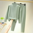 thumbnail image 2 of FAIWAD Women's Thermal Underwear Set Turtleneck Long Sleeve Top with Long Pants Stretch Comfy Underwear Set, 2 of 3