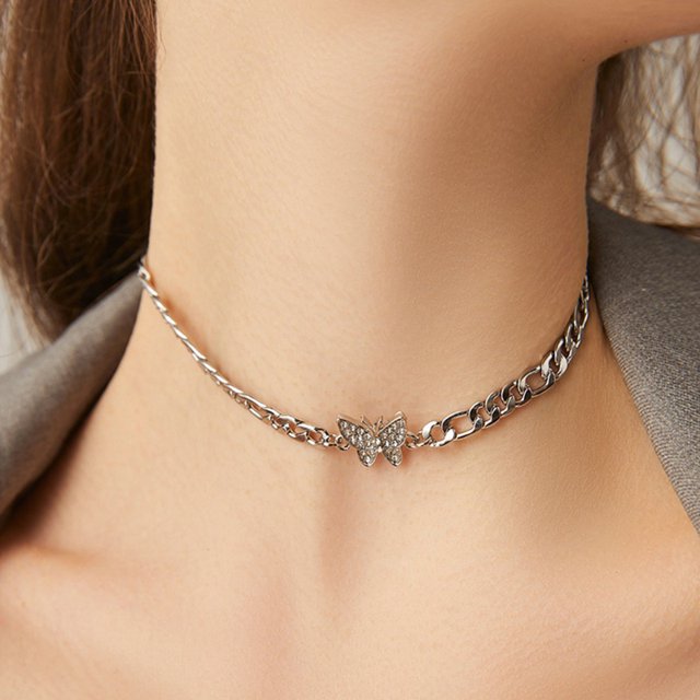 Elegante Collar De Mariposa Retro Moda Simple Plata Oro Cadena Para Mujeres Accesorios De Joyería Gao Jiahui unisex