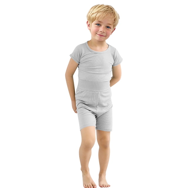 Odeerbi 6M-7Y Conjunto de Pijama de Verano Para Niños Y Niñas de Punto Elástico Con Camiseta de Manga Corta Y Pantalón Corto de Cintura Alta Conjunto de Pijama de Dos Piezas