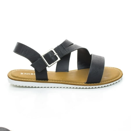 Reef Rubber Sole Sandals - Hearten12 by bamboo, Flat Treaded Rubber Sole Sandal w Ankle Strap Support