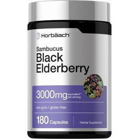 Black Elderberry Capsules 3000mg | 180 Pills for Men and Women | by Horbaach