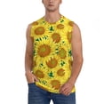 thumbnail image 2 of Lsque Floral Sunflowers Print Men's Cotton Blend Sleeveless Muscle Shirts (S-3XL)- Moisture Wicking, Odor Protection, UPF 30+,3X-Large, 2 of 8
