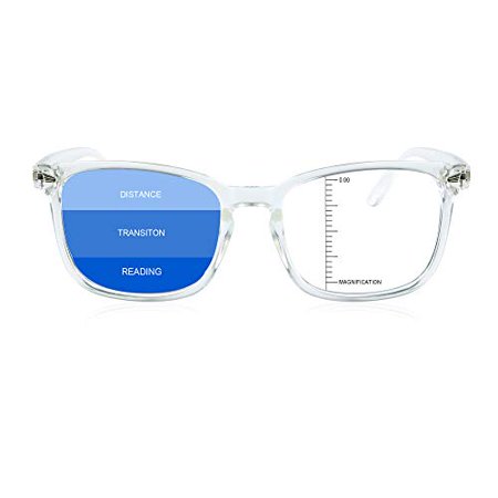LAMBBAA Vintage Square Progressive Multifocal Presbyopic Glasses, Anti-Blue Light Glasses for Men Women Readers (Transparent +0.50/+2.75 Magnification)…