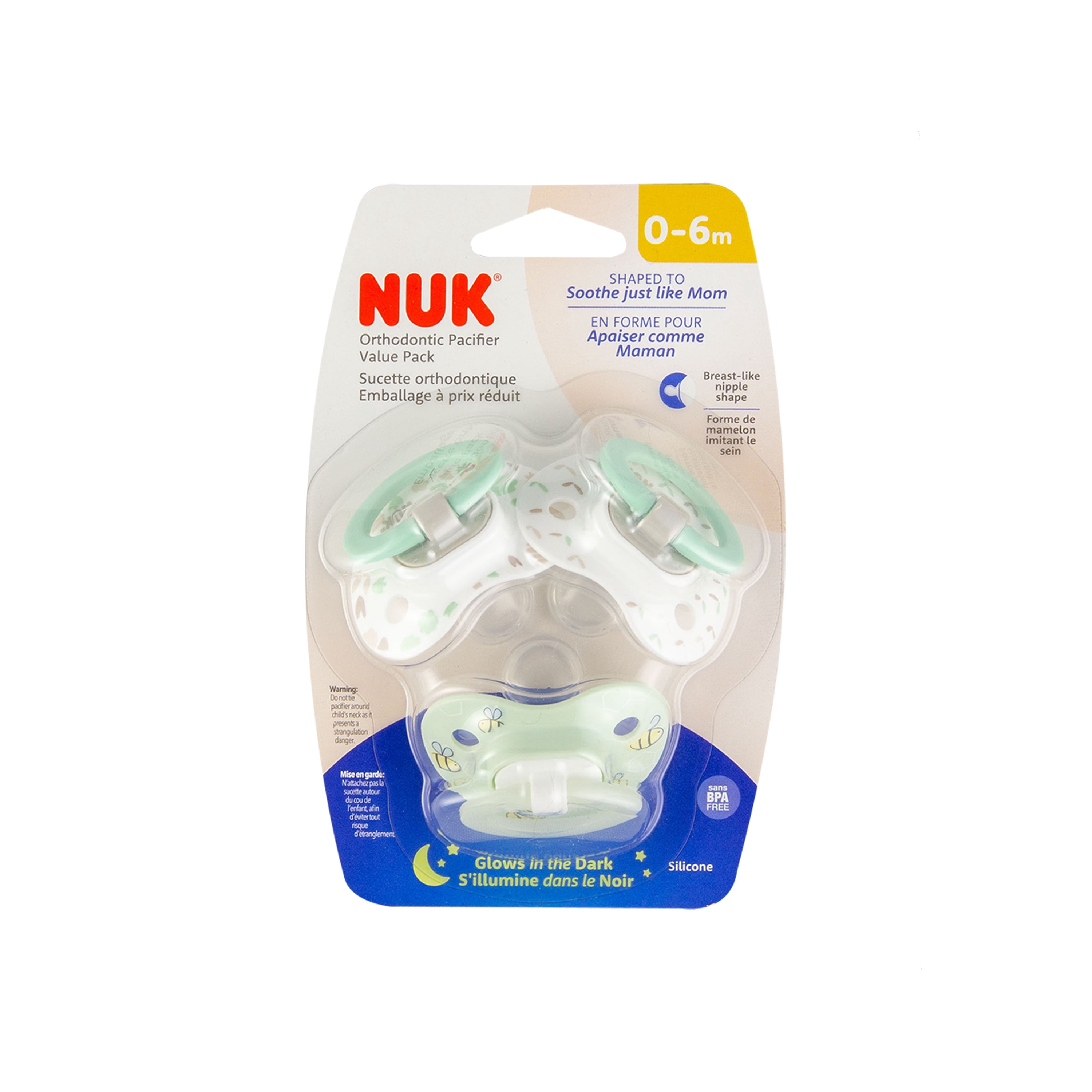 NUK Orthodontic Pacifiers, 3 Pack, 0-6 Months, Unisex