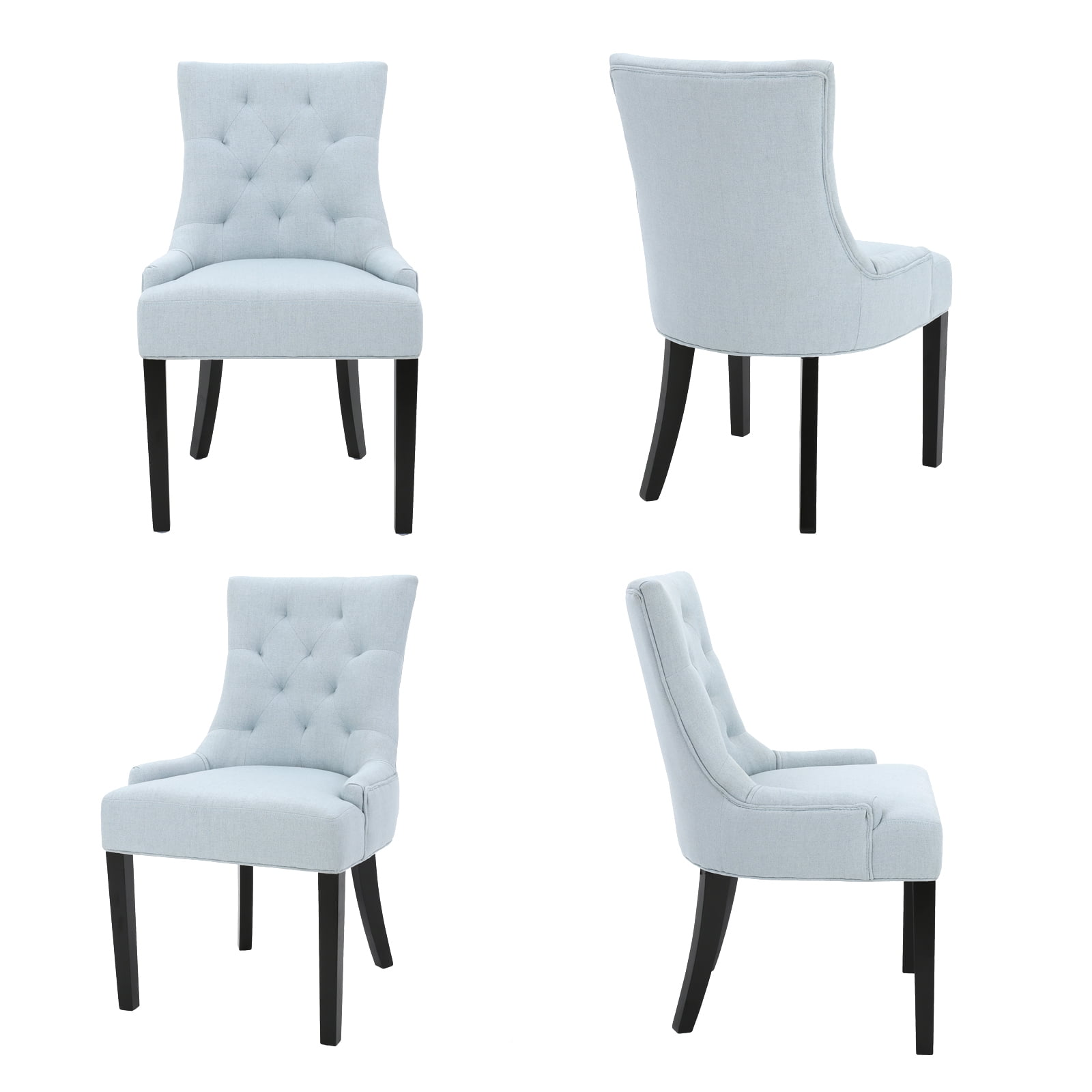 Kadyn Modern Fabric Dining Chairs, Upholstered Dining Side Chairs for Home Furniture, Kitchen Dining Chairs with Wood Legs and Arm Rest, 2-pcs Set, Light Sky