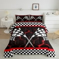 thumbnail image 1 of Erosebridal Checkered Flag Bedding Twin Comforter Set, Red Geometry Down Comforter, Extreme Sports Decor, Reversible 2-Piece, 1 of 8
