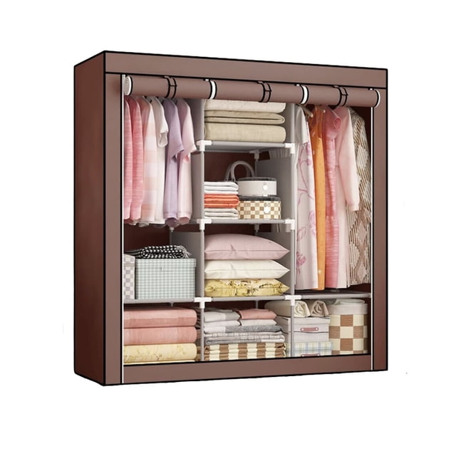 Closet Organizador Armable de Acero Inoxidable | Armario de Almacenamiento para Ropa | Ropero Portatil | Mueble de Tela Impermeable con Cierre | Perchero Guardaropa para Recamara