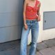 thumbnail image 2 of Single One-shoulder Crop Vest Knitted Tube Crop Top Vest Women Hollow Out Sleeveless Summer Autumn Backless Vest Red white stripe XL, 2 of 4