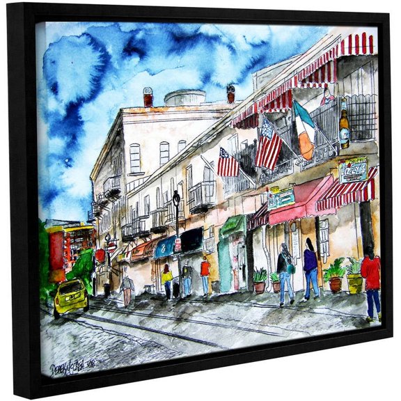 ArtWall Derek Mccrea "Savannah River Street" Gallery-wrapped Floater-framed Canvas