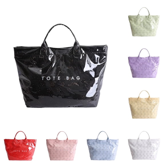 Women's PVC Tote Bag Stylish Floral Cutout Jelly Kraft Paper Beach Bag Large Carry All Travel Shopping Handbag Plastic Shoulder Bag