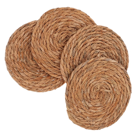 LOLIPPYY Set of 4 Handwoven Round Seagrass Placemats, Non- Table Mats for Coffee, Dining, Kitchen and Home Decor