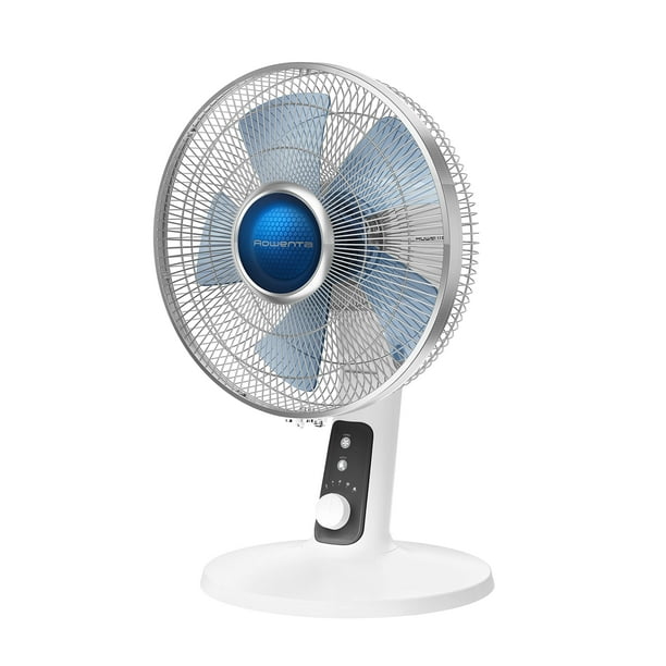 Rowenta, Ventilador de Escritorio, Ventilador de Mesa Turbo Silence, 12 Pulgadas, Ventilador Ultra Silencioso para Dormitorio, Oscilante, Portátil, 4 Velocidades, Dial de Giro Manual, Blanco, Interior