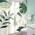thumbnail image 4 of Sage Green Boho Shower Curtain Mid Century Modern Tropical Leaves Gold Olive Palm Leaf Plant Bathroom Decor Bath Curtain With Hooks-72"W x 78"L (Pack of 1), 4 of 7