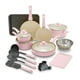 thumbnail image 1 of GreenLife - Juego de ollas y sartenes antiadherentes de cerámica de agarre suave, 18 piezas, sin PFAS, con tapa y utensilios de cocina, apto para lavavajillas, color rosa suave, 1 of 5
