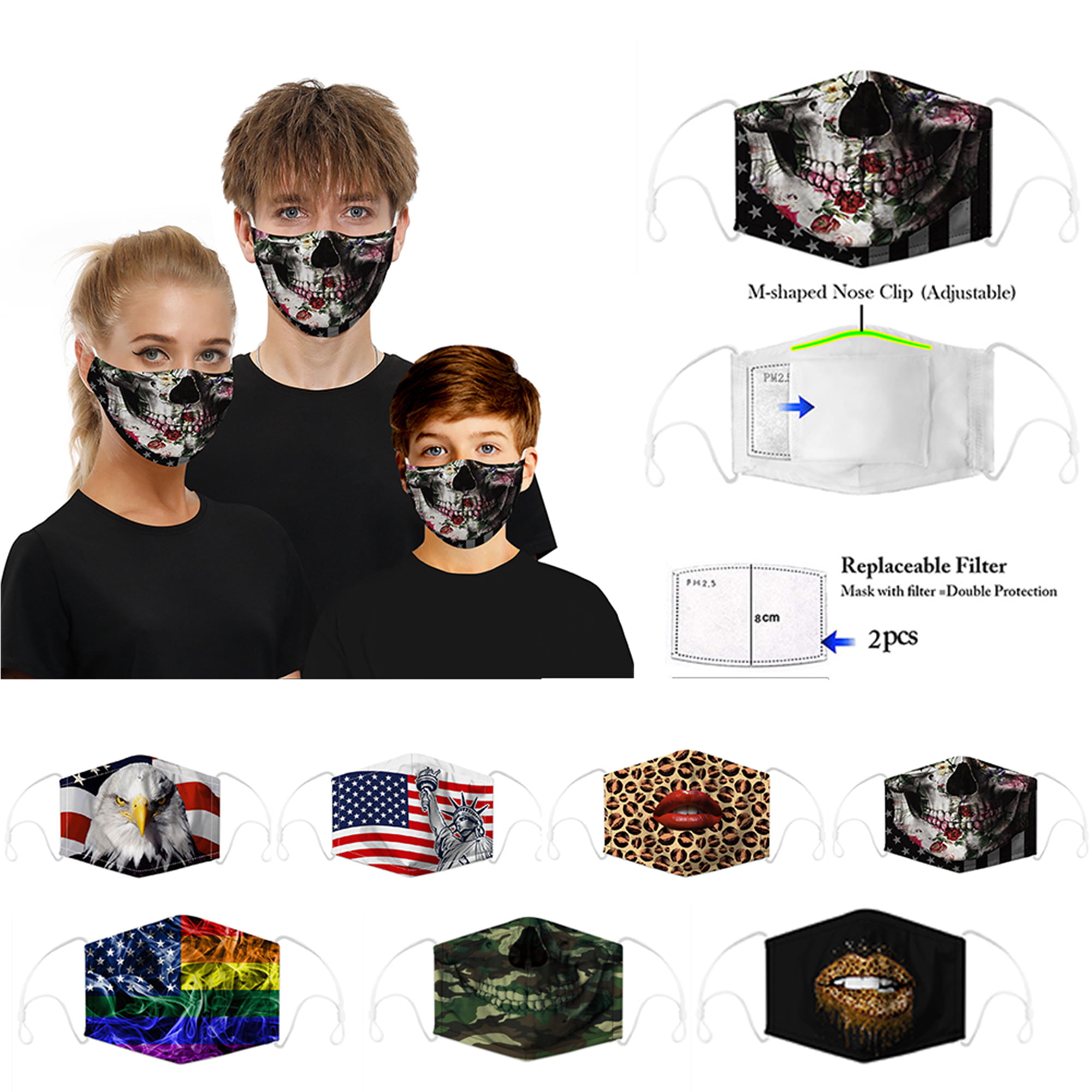 Details about   Washable Facemask Half Face Christmas Mouth Mark HipHop Cospaly Party One Size A 