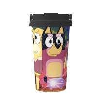 Saiise Bluey Print Travel Coffee Mug 16oz,Insulated Coffee Mug to Go,Reusable Coffee Travel Mug with Seal Lid,Vacuum Stainless Steel Coffee Cups for Hot/Ice Coffee Tea