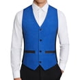 thumbnail image 2 of hoksml Men's Glitter V-Neck Suit Vest, 4 Button Slim Fit Formal Waistcoat with Adjustable Back Strap and Pockets, Wedding Party Dress Vest, 2 of 9
