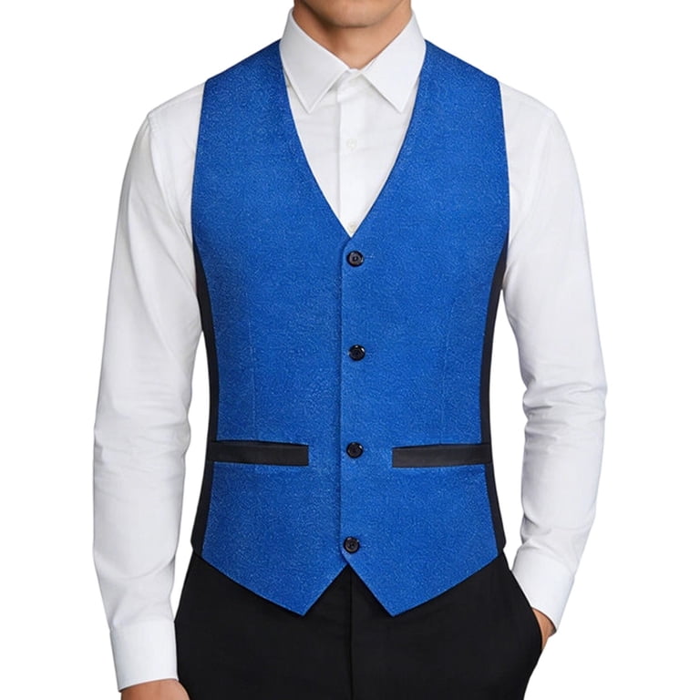mens winter dress vest DayScoop Casual for Men Sleeveless Jacket Fashion Solid Color V-Neck Button Up Suit Stage Performance Outfit Top or any formal event TikTok Only The Bogart Color:Pink Confetti