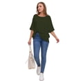 thumbnail image 7 of Women's Basic Casual 2 Pack Summer T Shirts Oversized Loose Short Sleeve Tee Tops Black/Army green, 7 of 7
