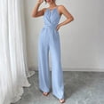 thumbnail image 2 of DORKASM Basic Jumpsuit Casual Waist Button Tie Jumpsuit For Women Light Blue S, 2 of 5