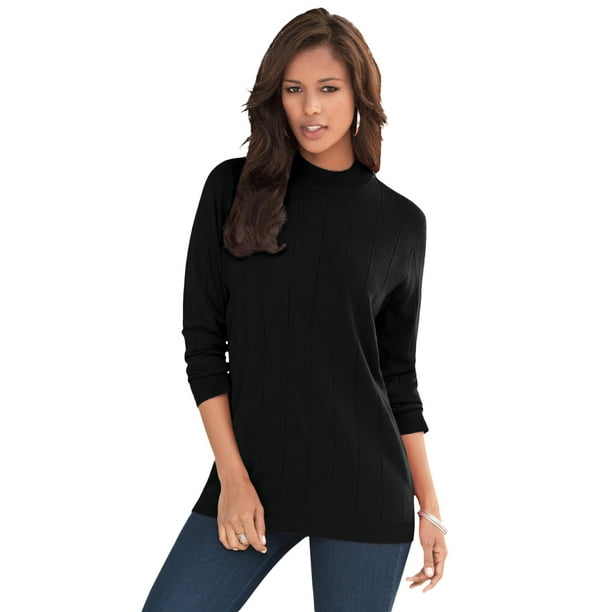 black mockneck sweater