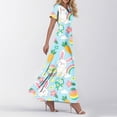 thumbnail image 2 of LWavelet Women's V-Neck Ruffle Sleeve Pastel Bunny & Easter Egg Print Maxi Dress for Easter & Casual Outfits Sky Blue 2XL, 2 of 4