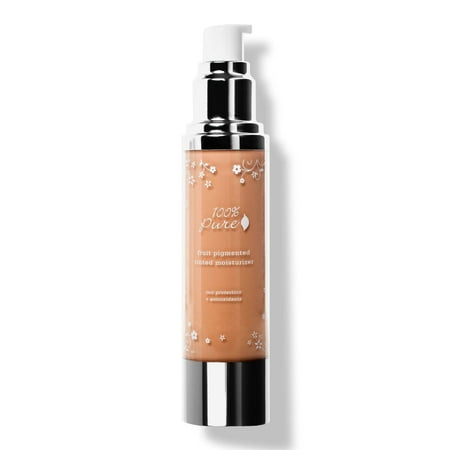 100% PURE Tinted Moisturizer Anti-Aging Face Makeup - Fruit Pigmented Peach Bisque Light to Medium Coverage & Dewy Glow - Lightweight Foundation Medium Skin w/Olive Undertone - Vegan - 1.7 Fl Oz