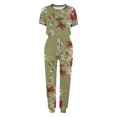 thumbnail image 5 of Blouses for Women, Womens Fashionable Printed Short Sleeved Round Neck Drawstring Top with Pants Set, 5 of 5