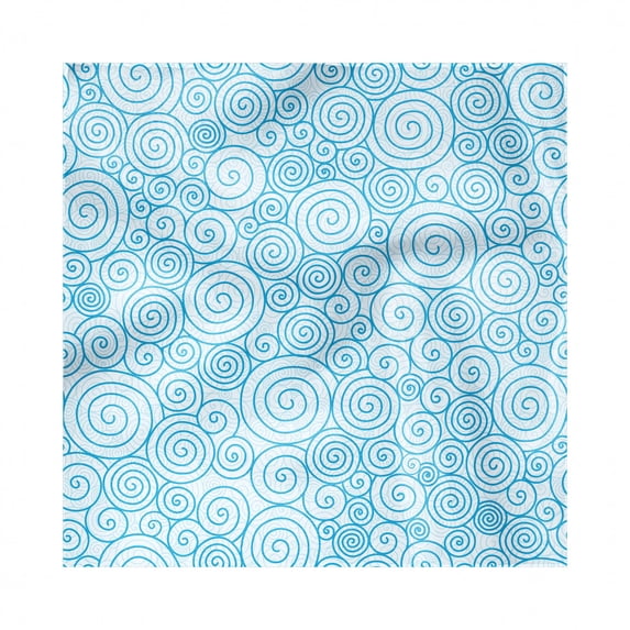 Blue and White Decorative Napkins Set of 4, Abstract Swirls Ocean Sea Inspired Pattern in Modern Hand Drawn Style, Silky Satin Fabric for Brunch Dinner Party, 12", Blue and White, by Ambesonne