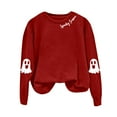 thumbnail image 5 of Jkety Halloween Shirt Women Halloween Sweatshirts for Women Ghost Pumpkin Long Sleeve Shirt Graphic Tees Fall Pullover Tops(Red,S), 5 of 5