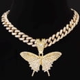 thumbnail image 5 of Hip Hop Big Butterfly Crystal Pendant Necklace 13mm Iced Out Cuban Link Chain Necklace For Women Men Fashion Luxury Jewelry Gift   Gift QY, 5 of 7