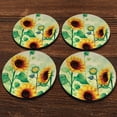 thumbnail image 2 of CARIBOU Drink Round Fabric Felt Neoprene Coasters Set of 4pcs, Sunflowers Flowers, 2 of 4