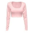 thumbnail image 3 of Fgnfyis Women's Long Sleeve T-Shirt Soft Casual Loose Fit Pocket Detail Hem Comfortable Basic Top for Everyday Wear Pink M, 3 of 3