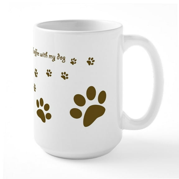 CafePress - Dog Mug Happiness Is A Cup Of Coffee... Mugs - 15 oz Ceramic Large White Novelty Mug