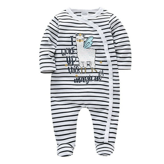 Alkepwun Baby Footie Pajamas Romper Boys Girls Onesie Playsuit Dino Jumpsuit - Infant Cotton Pajamas - Newborn Baby Sleeper