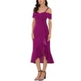 thumbnail image 4 of INSPIRE CHIC Vestidos de fiesta para mujeres con tirantes de espagueti, vestido midi con volantes para invitadas de boda, 2XL, púrpura, 4 of 6