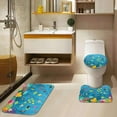 thumbnail image 3 of Juego de cortina de ducha con diseño de conchas marinas de playa, tapa de inodoro y alfombras antideslizantes, juego de 4 cortinas de ducha con diseño de estrellas de mar y 12 ganchos, juego de baño, 3 of 7