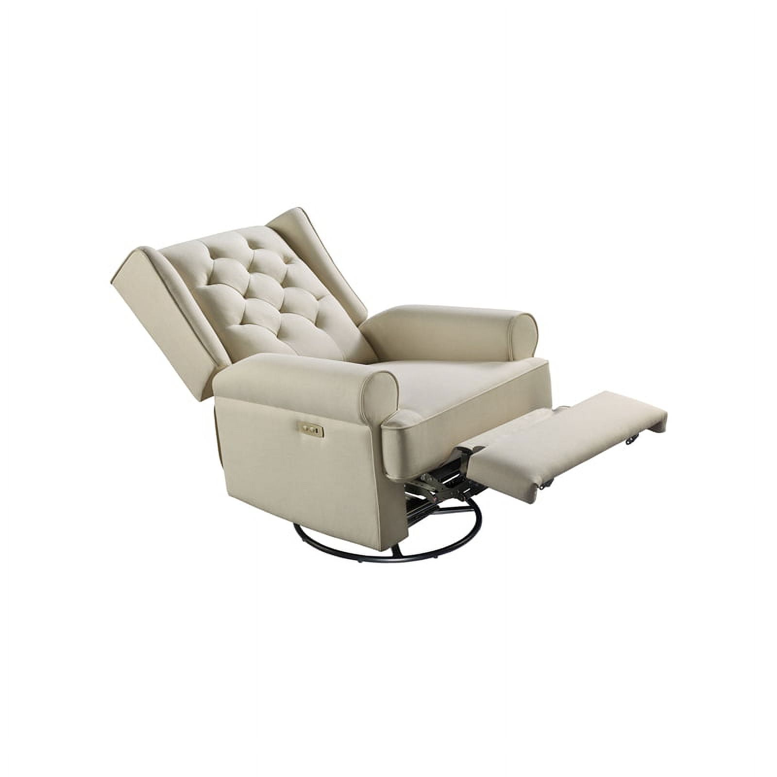 Westwood Design Amelia Traditional Fabric USB Glider and Recliner in Natural