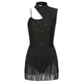 thumbnail image 3 of vastwit Women Jazz Dance Leotard Sleeveless Patchwork Tassel Fringed Hem Dance Dress for Performance Black XL, 3 of 6