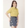 thumbnail image 4 of Moomaya Women Printed Short Sleeves Crop Shirt, Collared Neck Short Boxy Shirt Top, 4 of 8