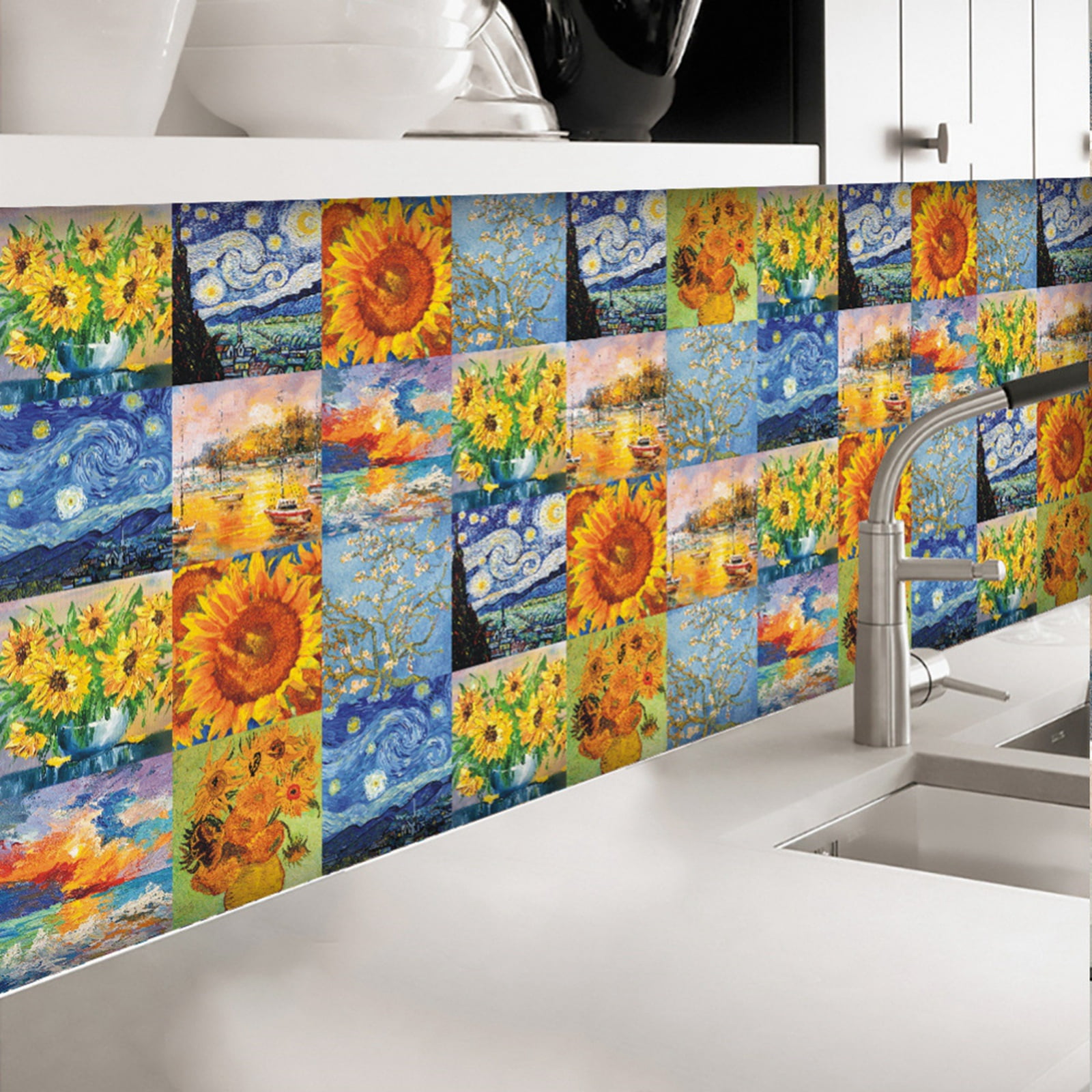 Clearance！24pcs Sheets Peel and Stick Backsplash,Multicolor Heat Resistant Premium Peel and Stick Tile Backsplash for Kitchen Bathroom Self Adhesive Wall Tiles Stick 6"*6"
