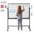 thumbnail image 3 of Koiauber 40x28 inch Reversible Whiteboard/Chalkboard on Wheels,2-in-1 Rolling Mobile Easel Board for Office,Classroom Home, 3 of 8