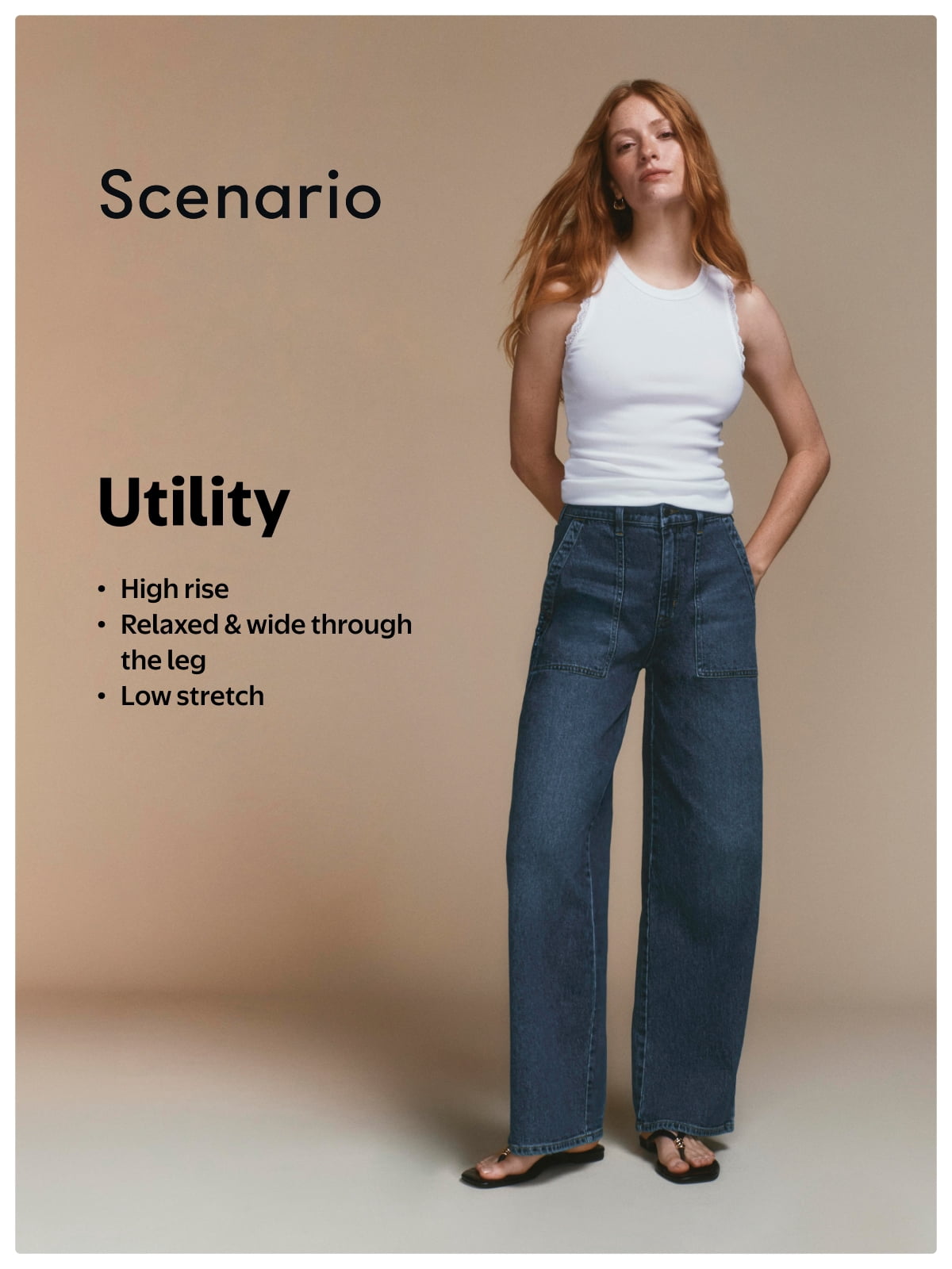 Scenario Women's High Rise Utility Jeans, 31" Regular and 29" Short Inseam, Sizes 0-20
