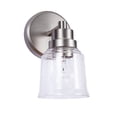 thumbnail image 3 of Aspen Creative 62287, 1 Light Wall / Vanity Light Fixture, 4-3/4" W x 8-5/8" H x 6" E, Brushed Nickel Finish, Clear Seeded Glass, Bulb Not Included, 3 of 6