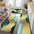 thumbnail image 2 of Teal Gold Marble Pattern Kitchen Rugs Sets Of 3,Kitchen Runner Rugs Non Skid Washable,Decorative Kitchen Floor Mats for Kitchen,Sink,Laundry,17"x30"+ 17"x47" + 17"x59", 2 of 6